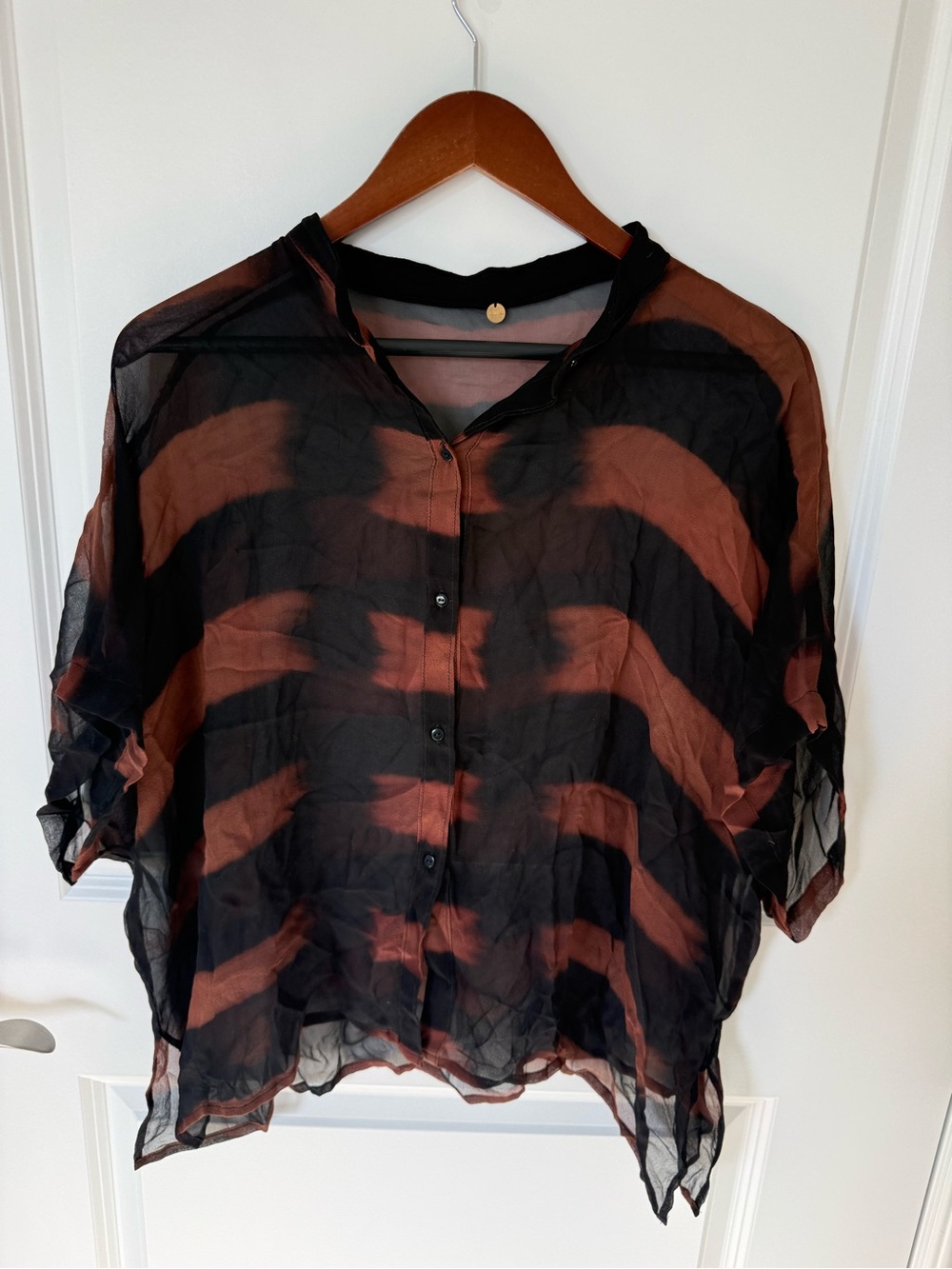 ARAE Silk Striped Sheer Blouse One Size